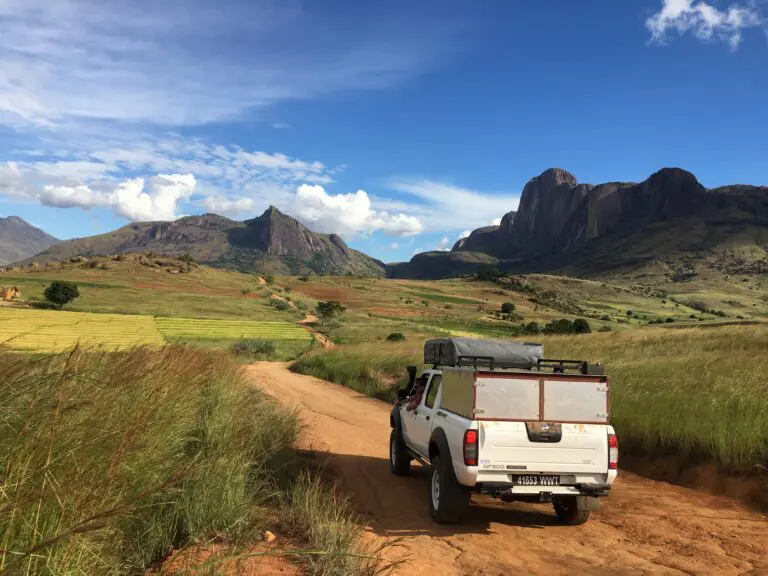Entering Andringitra View On Backside Car roadtrip madagascar nissan double cab