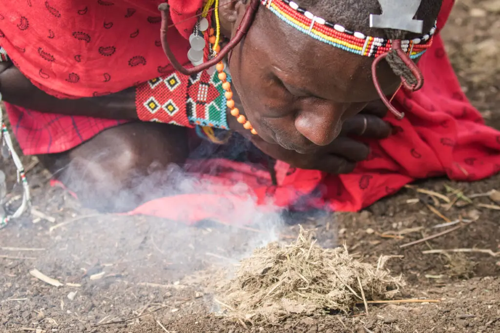 Masaai Starting Fire Closeup
