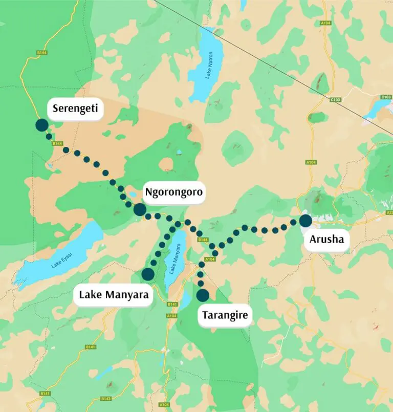 Tanzania Northern Safari Route Map